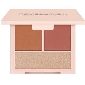 Makeup Revolution 3-Shade Face Palette — Brown, Rose & Champagne Glow